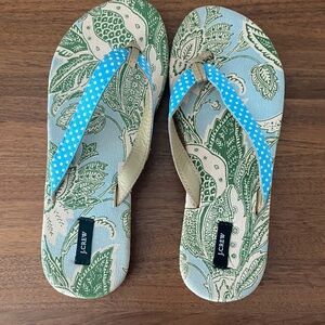 J. Crew Green and Blue Patterned Sandals